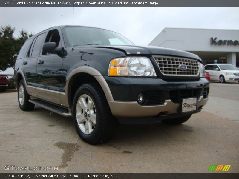 Aspen Green Metallic / Medium Parchment Beige 2003 Ford Explorer Eddie Bauer AWD