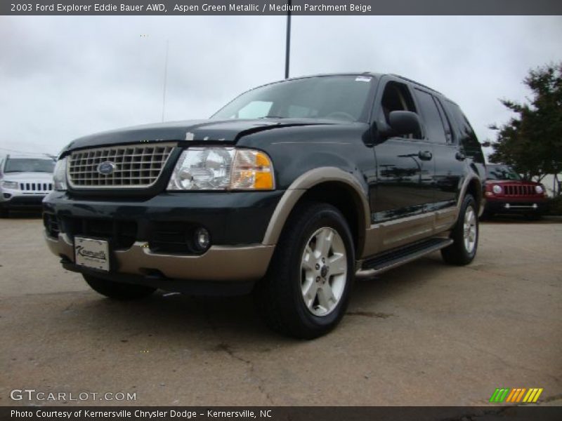 Aspen Green Metallic / Medium Parchment Beige 2003 Ford Explorer Eddie Bauer AWD