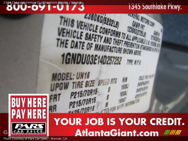 Silverstone Metallic / Neutral 2004 Chevrolet Venture LS