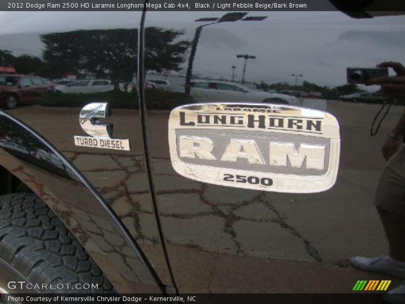 Black / Light Pebble Beige/Bark Brown 2012 Dodge Ram 2500 HD Laramie Longhorn Mega Cab 4x4