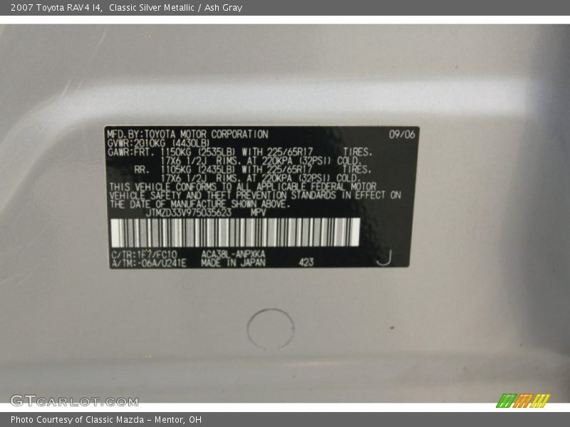 Classic Silver Metallic / Ash Gray 2007 Toyota RAV4 I4