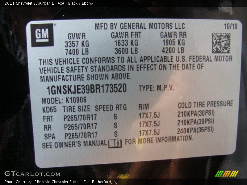 Black / Ebony 2011 Chevrolet Suburban LT 4x4