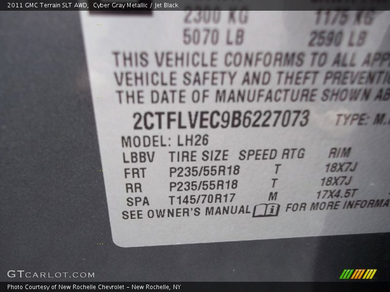 Cyber Gray Metallic / Jet Black 2011 GMC Terrain SLT AWD