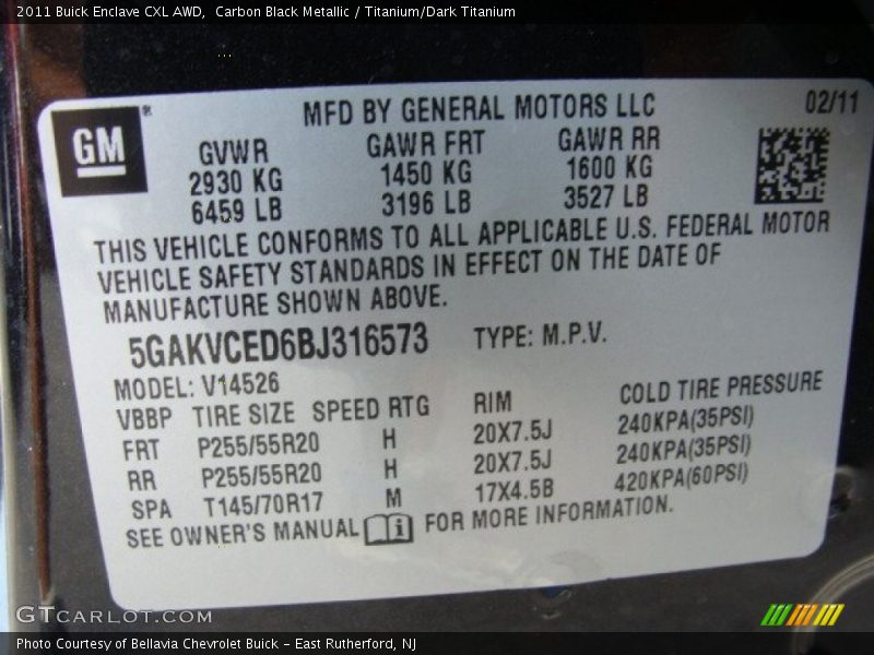 Carbon Black Metallic / Titanium/Dark Titanium 2011 Buick Enclave CXL AWD