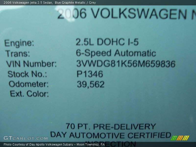 Blue Graphite Metallic / Grey 2006 Volkswagen Jetta 2.5 Sedan