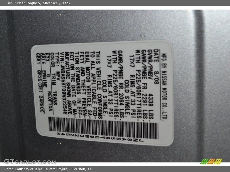 Silver Ice / Black 2009 Nissan Rogue S