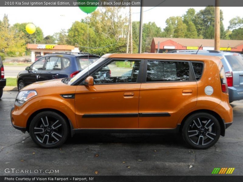 Ignition Orange / Black Soul Logo Cloth 2010 Kia Soul Ignition Special Edition