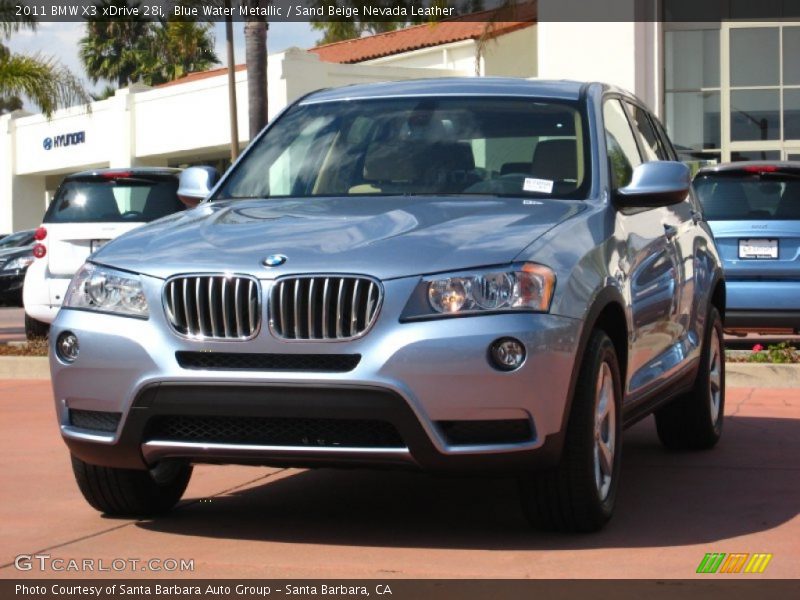 Blue Water Metallic / Sand Beige Nevada Leather 2011 BMW X3 xDrive 28i