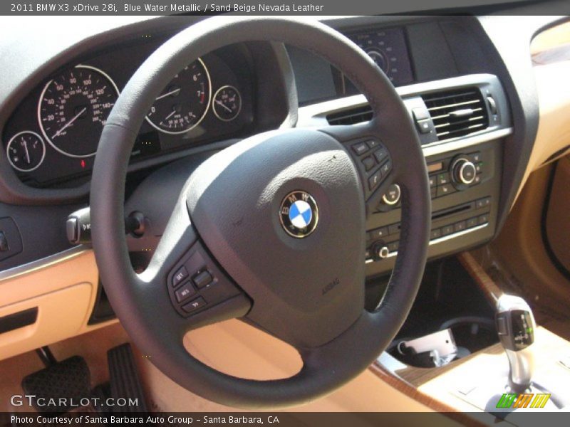 Blue Water Metallic / Sand Beige Nevada Leather 2011 BMW X3 xDrive 28i
