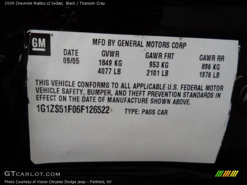 Black / Titanium Gray 2006 Chevrolet Malibu LS Sedan