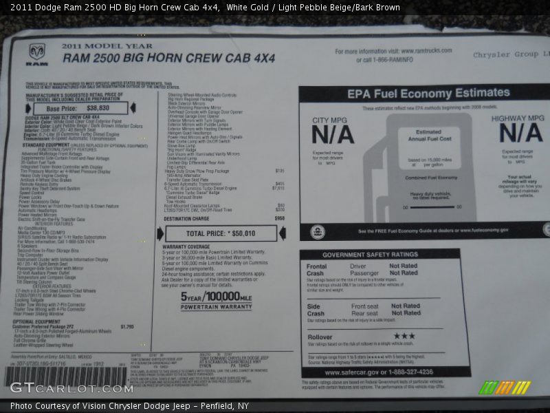 White Gold / Light Pebble Beige/Bark Brown 2011 Dodge Ram 2500 HD Big Horn Crew Cab 4x4