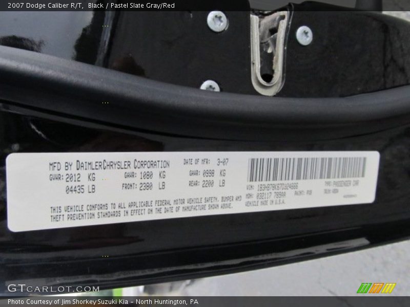 Black / Pastel Slate Gray/Red 2007 Dodge Caliber R/T