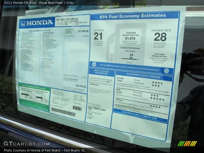  2011 CR-V LX Window Sticker
