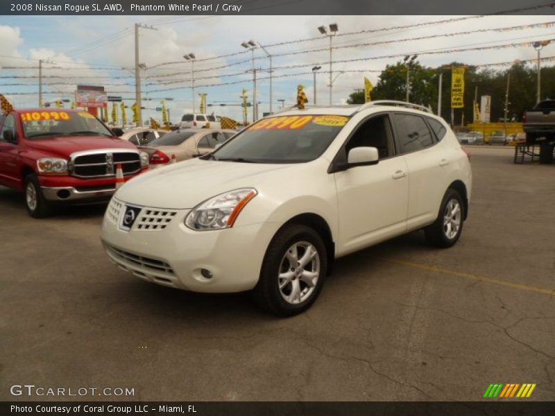 Phantom White Pearl / Gray 2008 Nissan Rogue SL AWD