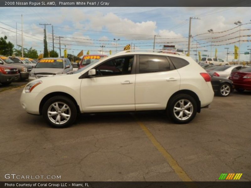 Phantom White Pearl / Gray 2008 Nissan Rogue SL AWD