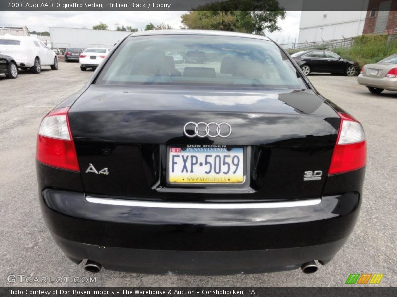 Brilliant Black / Ebony 2003 Audi A4 3.0 quattro Sedan