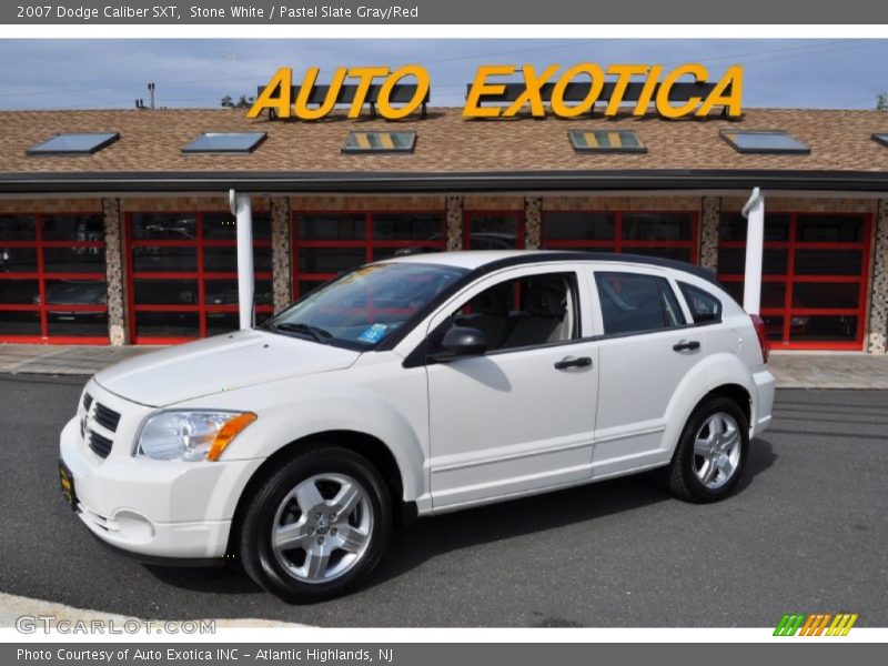 Stone White / Pastel Slate Gray/Red 2007 Dodge Caliber SXT