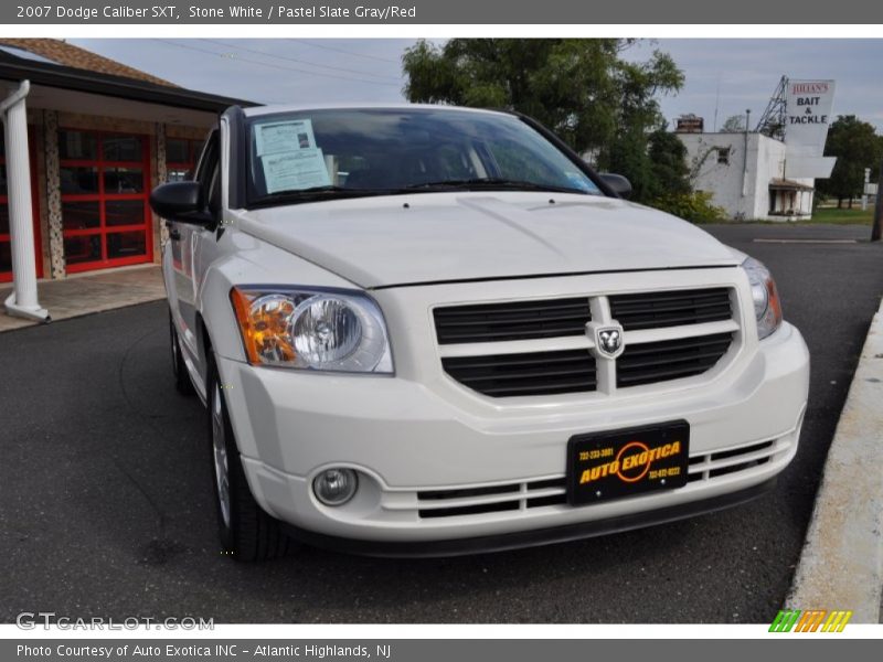 Stone White / Pastel Slate Gray/Red 2007 Dodge Caliber SXT