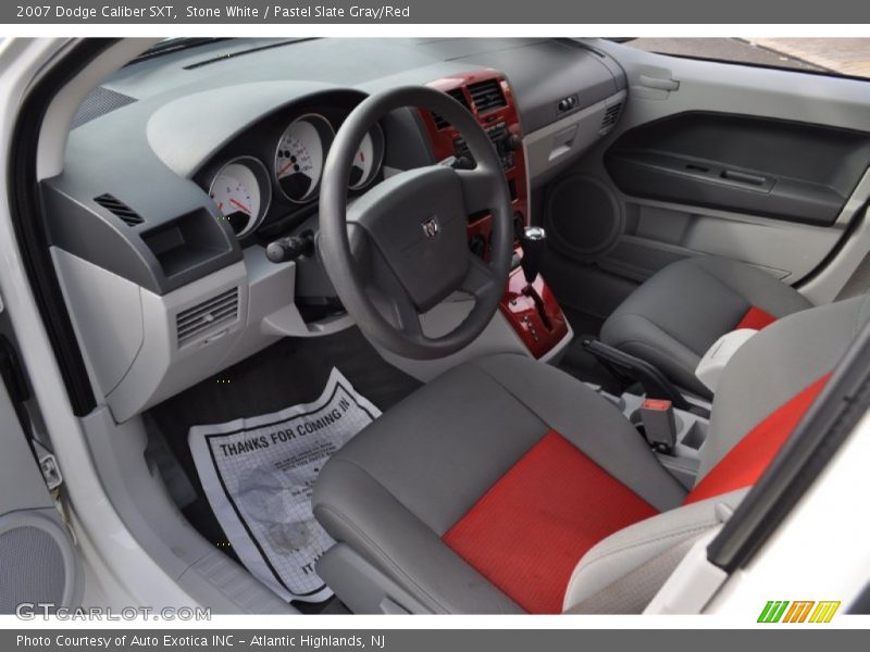 Stone White / Pastel Slate Gray/Red 2007 Dodge Caliber SXT