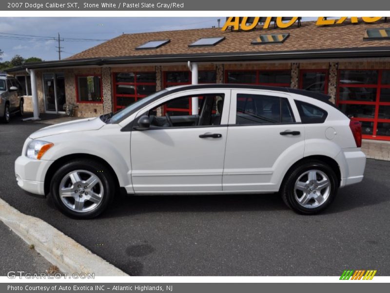 Stone White / Pastel Slate Gray/Red 2007 Dodge Caliber SXT