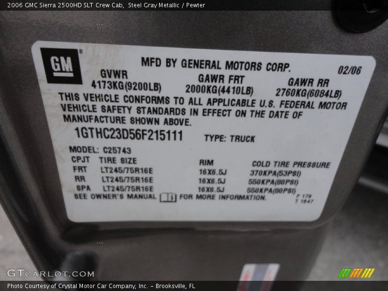 Steel Gray Metallic / Pewter 2006 GMC Sierra 2500HD SLT Crew Cab