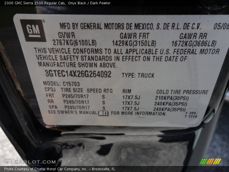 Onyx Black / Dark Pewter 2006 GMC Sierra 1500 Regular Cab