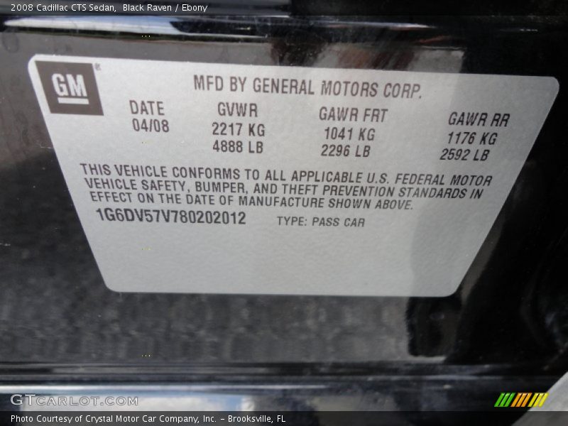 Black Raven / Ebony 2008 Cadillac CTS Sedan