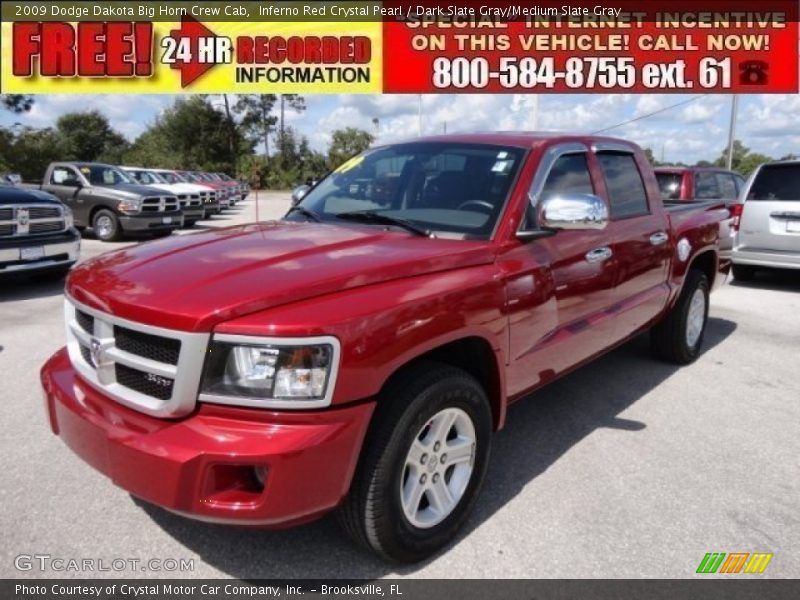 Inferno Red Crystal Pearl / Dark Slate Gray/Medium Slate Gray 2009 Dodge Dakota Big Horn Crew Cab