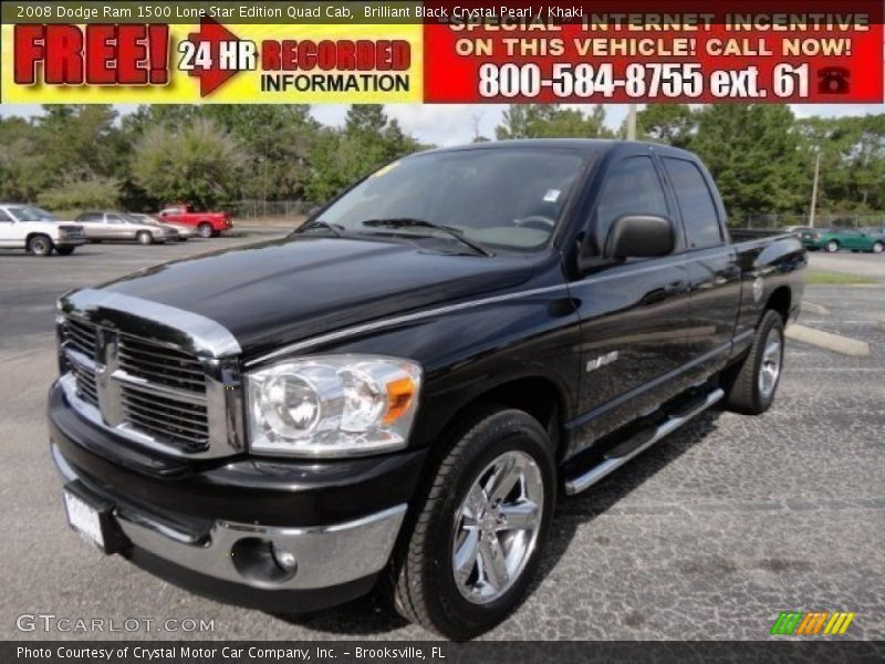 Brilliant Black Crystal Pearl / Khaki 2008 Dodge Ram 1500 Lone Star Edition Quad Cab