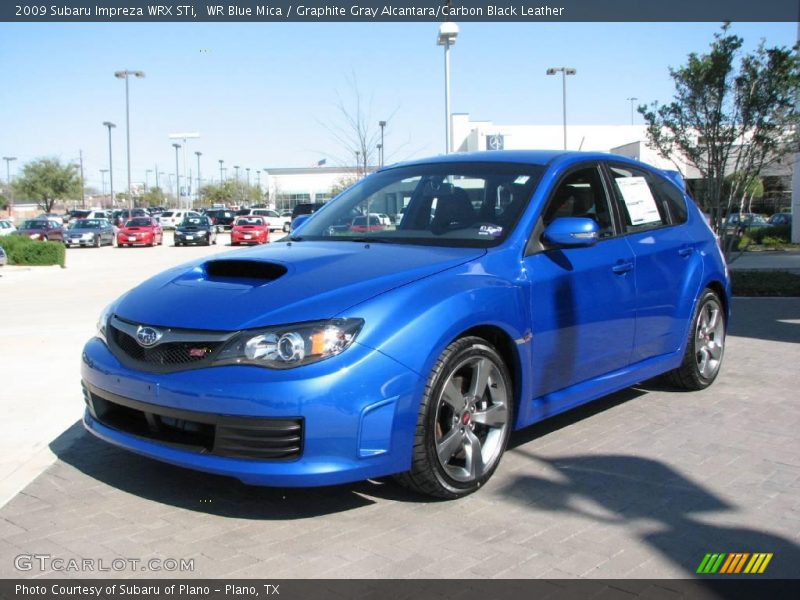 WR Blue Mica / Graphite Gray Alcantara/Carbon Black Leather 2009 Subaru Impreza WRX STi