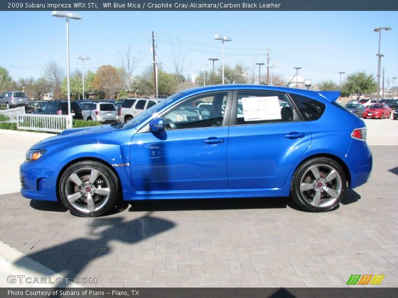 WR Blue Mica / Graphite Gray Alcantara/Carbon Black Leather 2009 Subaru Impreza WRX STi