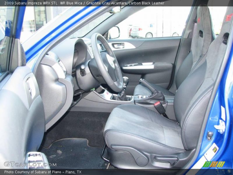 WR Blue Mica / Graphite Gray Alcantara/Carbon Black Leather 2009 Subaru Impreza WRX STi