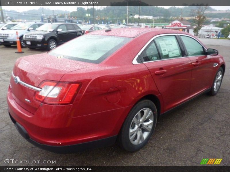 Red Candy Metallic / Light Stone 2012 Ford Taurus SEL