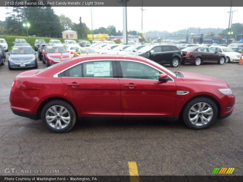 Red Candy Metallic / Light Stone 2012 Ford Taurus SEL