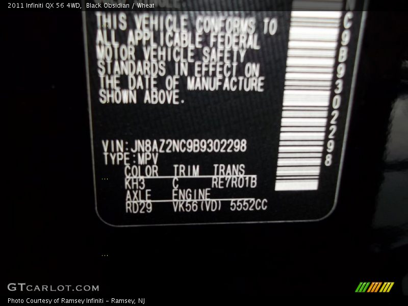 Black Obsidian / Wheat 2011 Infiniti QX 56 4WD