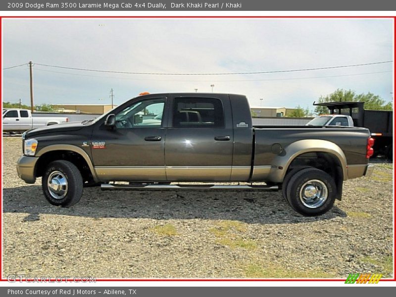 Dark Khaki Pearl / Khaki 2009 Dodge Ram 3500 Laramie Mega Cab 4x4 Dually