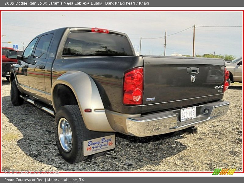 Dark Khaki Pearl / Khaki 2009 Dodge Ram 3500 Laramie Mega Cab 4x4 Dually