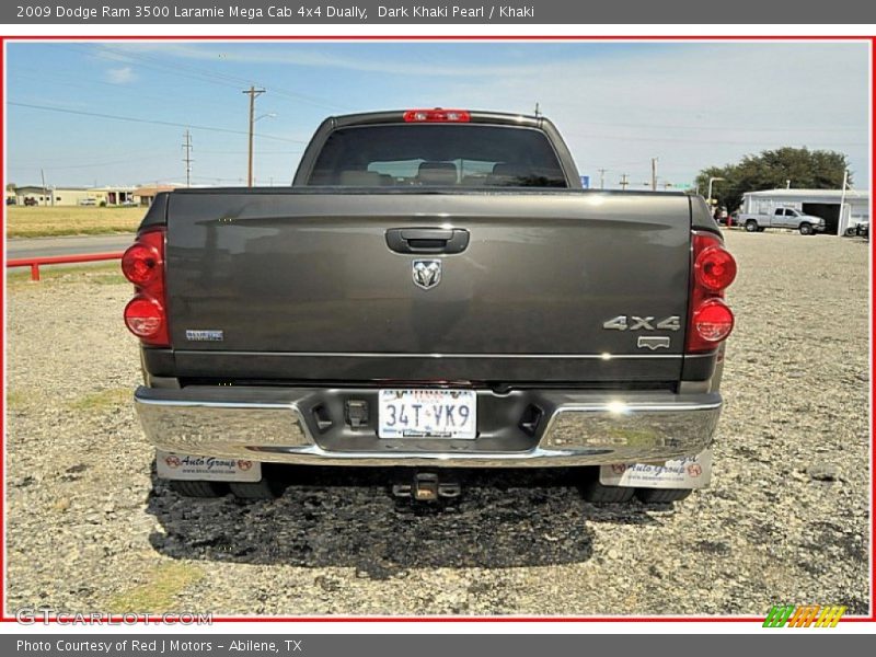 Dark Khaki Pearl / Khaki 2009 Dodge Ram 3500 Laramie Mega Cab 4x4 Dually