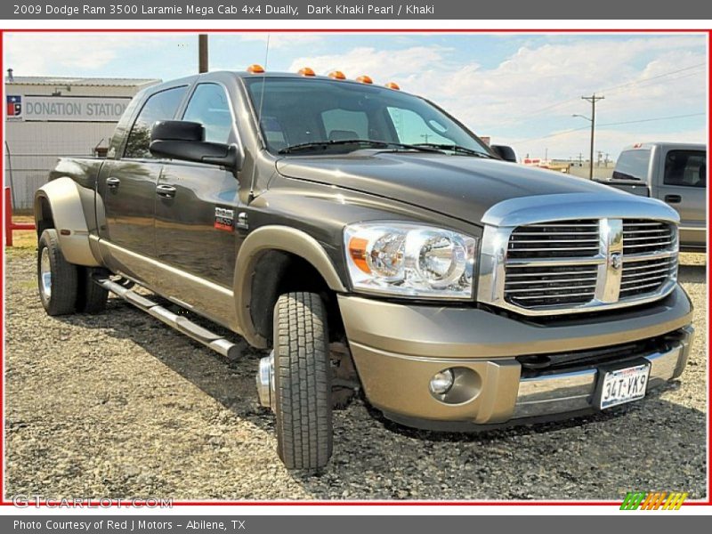 Dark Khaki Pearl / Khaki 2009 Dodge Ram 3500 Laramie Mega Cab 4x4 Dually