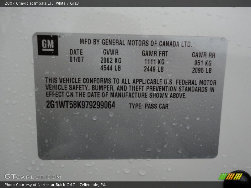 White / Gray 2007 Chevrolet Impala LT
