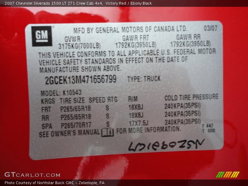 Victory Red / Ebony Black 2007 Chevrolet Silverado 1500 LT Z71 Crew Cab 4x4