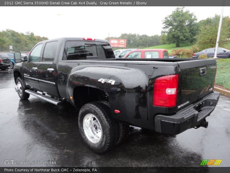 Gray Green Metallic / Ebony 2012 GMC Sierra 3500HD Denali Crew Cab 4x4 Dually