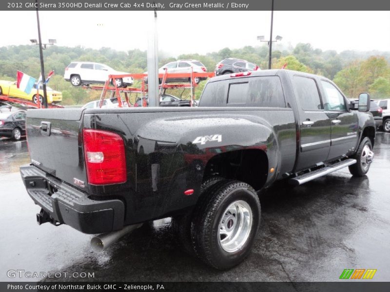 Gray Green Metallic / Ebony 2012 GMC Sierra 3500HD Denali Crew Cab 4x4 Dually