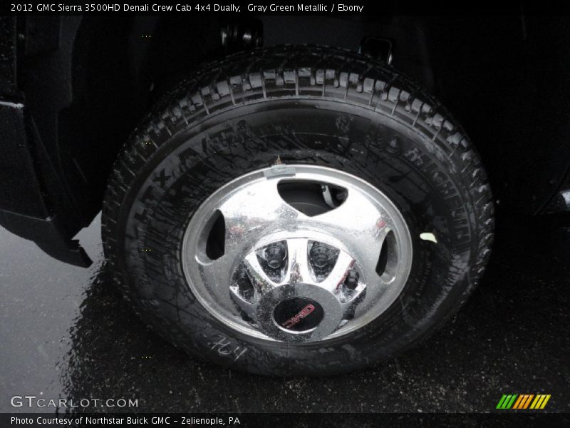 Gray Green Metallic / Ebony 2012 GMC Sierra 3500HD Denali Crew Cab 4x4 Dually