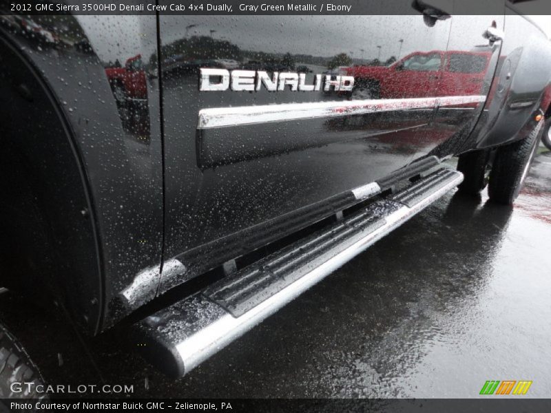 Gray Green Metallic / Ebony 2012 GMC Sierra 3500HD Denali Crew Cab 4x4 Dually