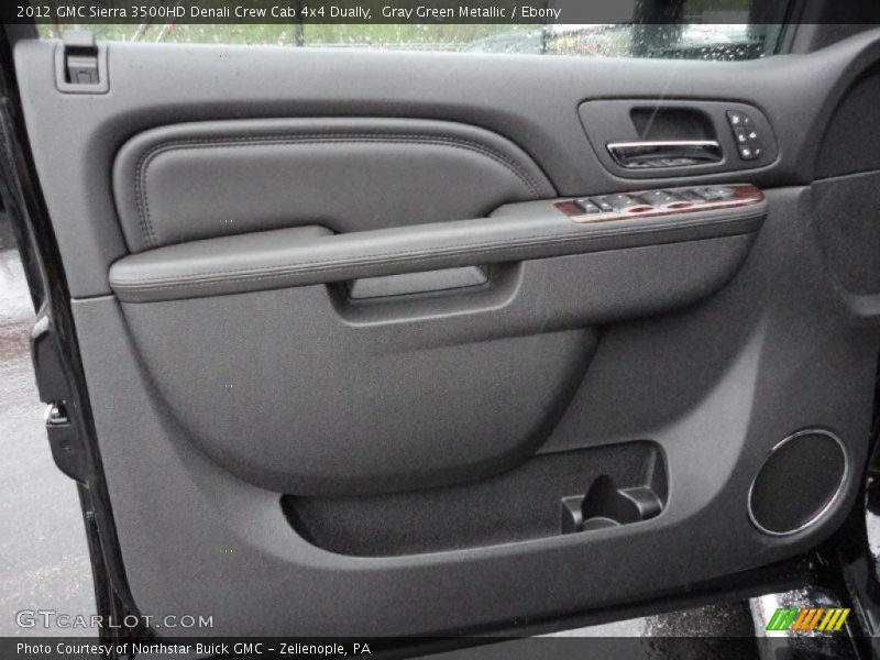 Gray Green Metallic / Ebony 2012 GMC Sierra 3500HD Denali Crew Cab 4x4 Dually