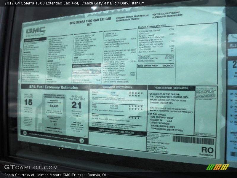 Stealth Gray Metallic / Dark Titanium 2012 GMC Sierra 1500 Extended Cab 4x4
