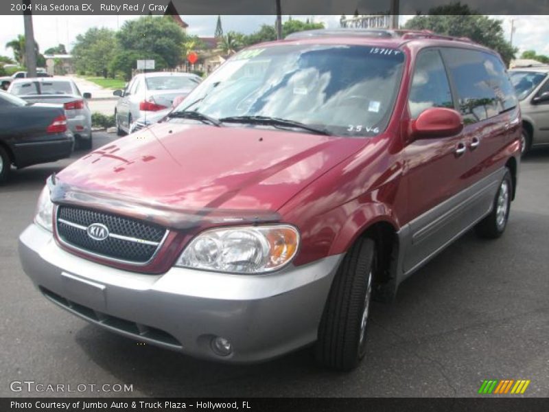 Ruby Red / Gray 2004 Kia Sedona EX