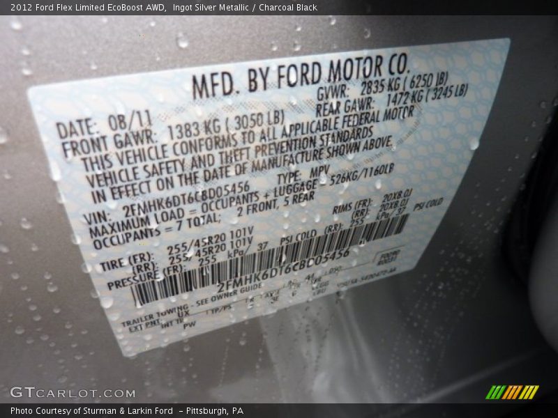 2012 Flex Limited EcoBoost AWD Ingot Silver Metallic Color Code UX