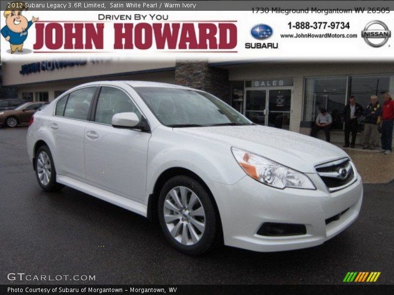 Satin White Pearl / Warm Ivory 2012 Subaru Legacy 3.6R Limited